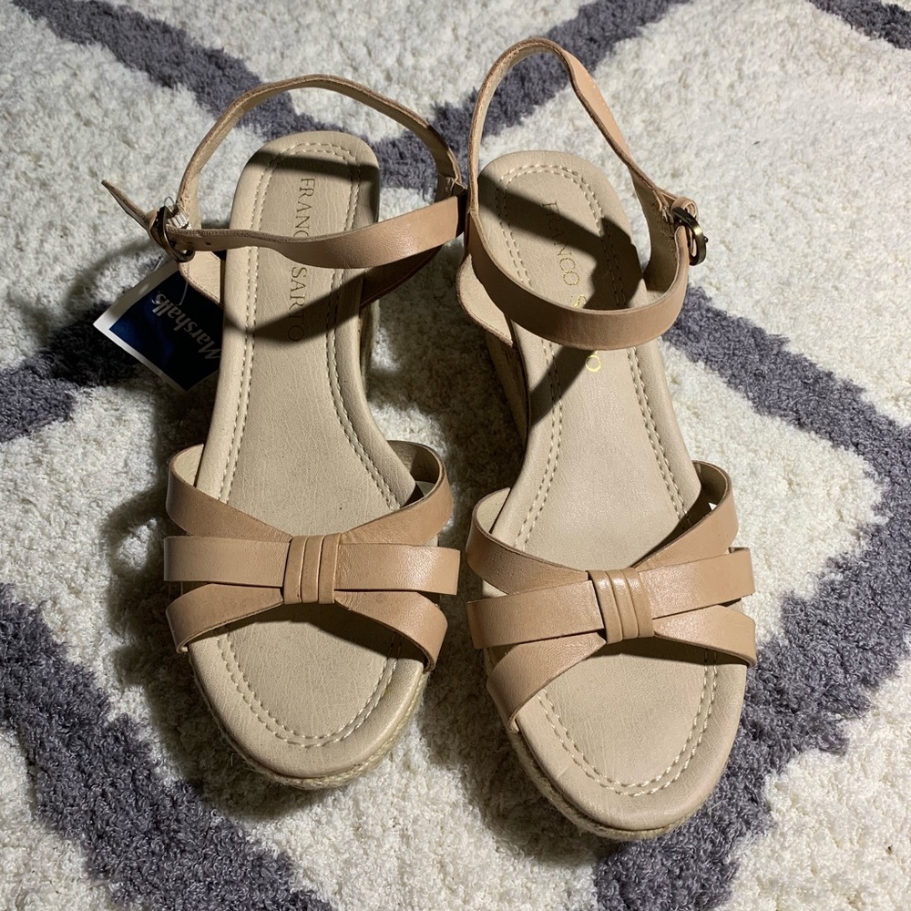 Nwt Franco sarto jute lined nude wedges